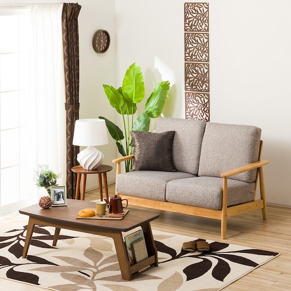 2人掛け布張りソファ(マイスBE/LBR) 1枚目画像