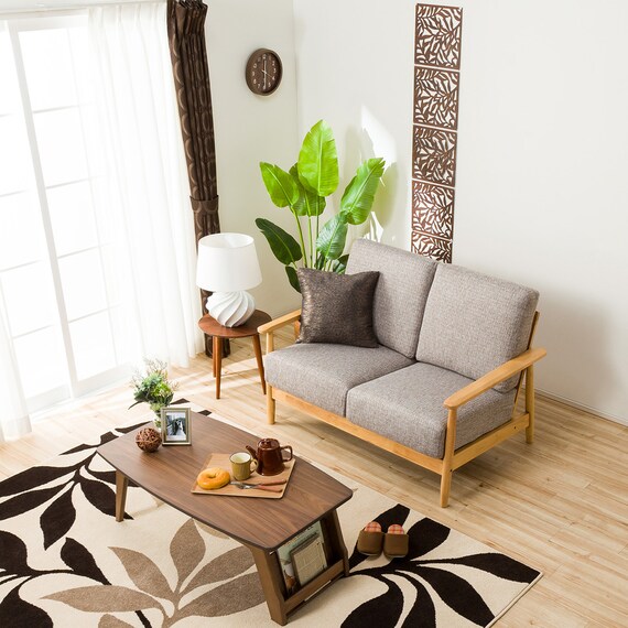 2人掛け布張りソファ(マイスBE/LBR) 3枚目画像