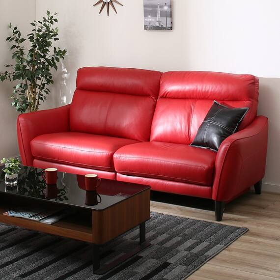 3人掛けソファ 本革(一部合成皮革)タイプ (アネーロ NB RE) 1枚目画像