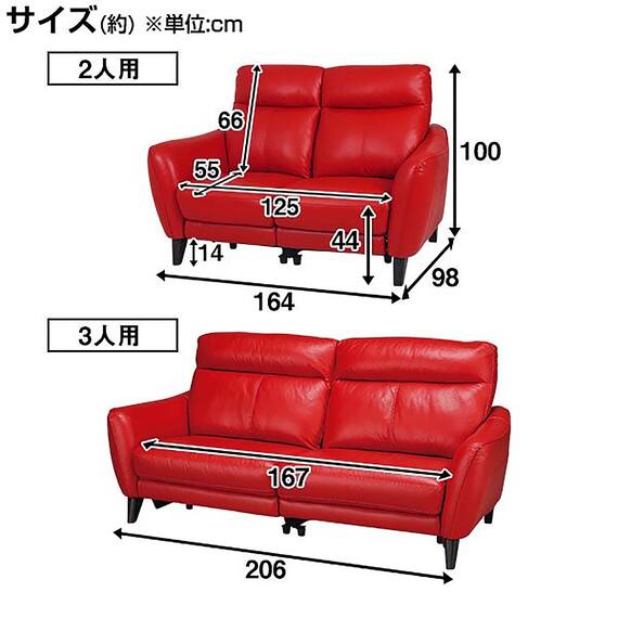 3人掛けソファ 本革(一部合成皮革)タイプ (アネーロ NB RE) 15枚目画像