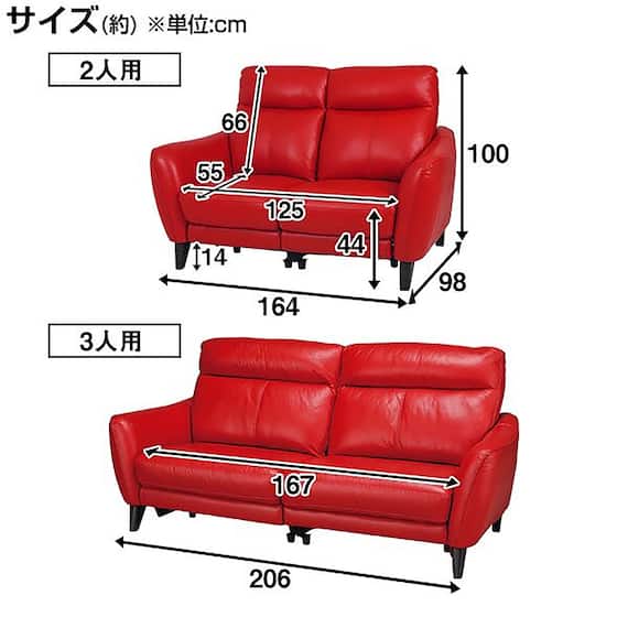 3人掛けソファ 本革(一部合成皮革)タイプ (アネーロ NB RE) 15枚目画像