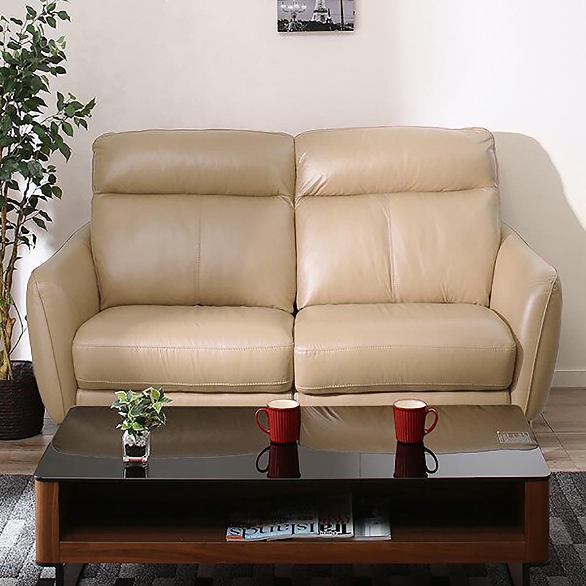 2人掛けソファ 本革(一部合成皮革)タイプ (アネーロ NB BE) | ニトリ