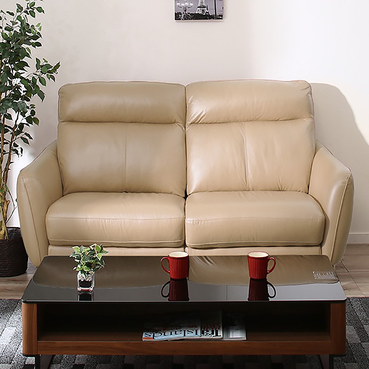 2人掛けソファ 本革(一部合成皮革)タイプ (アネーロ NV BE) | ニトリ