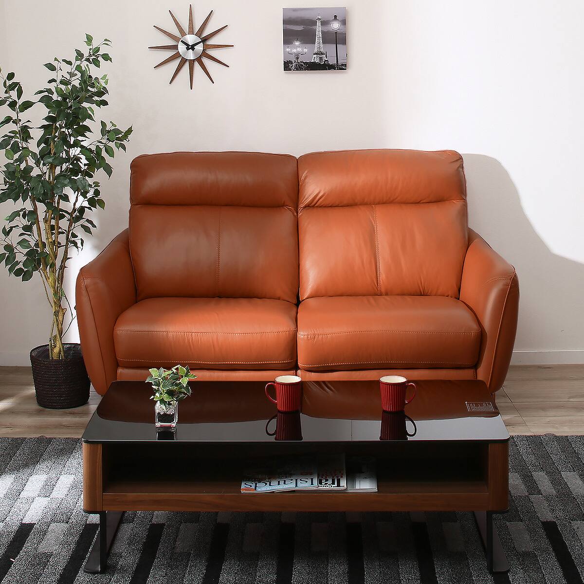 2人掛けソファ 本革(一部合成皮革)タイプ (アネーロ SK BR) | ニトリ