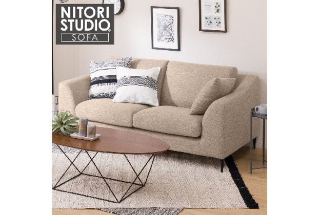 ニトリ布張り2人掛けワイドソファ(NポケットA15 DR-BE) ヘッドレスト