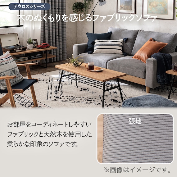 2.5人掛けワイドソファ 布張りタイプ (アウロス4 BE) 2枚目画像