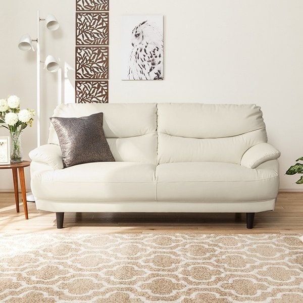 ニトリ 2人掛けソファNシールドキャッツ3 IV 合皮 アイボリー 長椅子