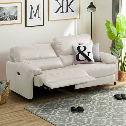 3人掛け右電動リクライニングソファ(ジャファー 厚革タイプ NV LGY  