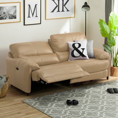 3人掛け右電動リクライニングソファ(ジャファー 厚革タイプ NV BE)通販 