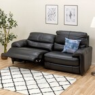 3人掛け右電動リクライニングソファ 厚革(一部合成皮革)タイプ (ジャファー NV BK) 1枚目画像