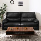 3人掛け右電動リクライニングソファ 厚革(一部合成皮革)タイプ (ジャファー NV BK) 2枚目画像