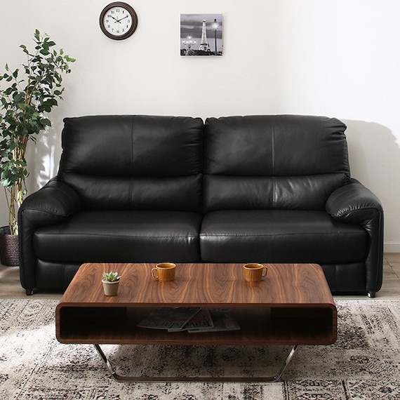 3人掛け右電動リクライニングソファ 厚革(一部合成皮革)タイプ (ジャファー NV BK) 2枚目画像