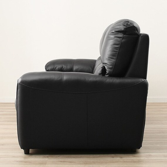 3人掛け右電動リクライニングソファ 厚革(一部合成皮革)タイプ (ジャファー NV BK) 4枚目画像