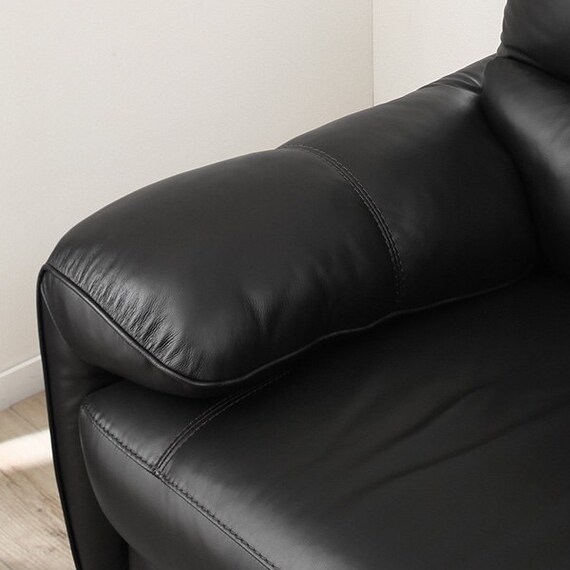 3人掛け右電動リクライニングソファ 厚革(一部合成皮革)タイプ (ジャファー NV BK) 7枚目画像