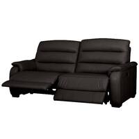 3人掛け両電動リクライニングソファ 厚革(一部合成皮革)タイプ (クローナ NV BK)