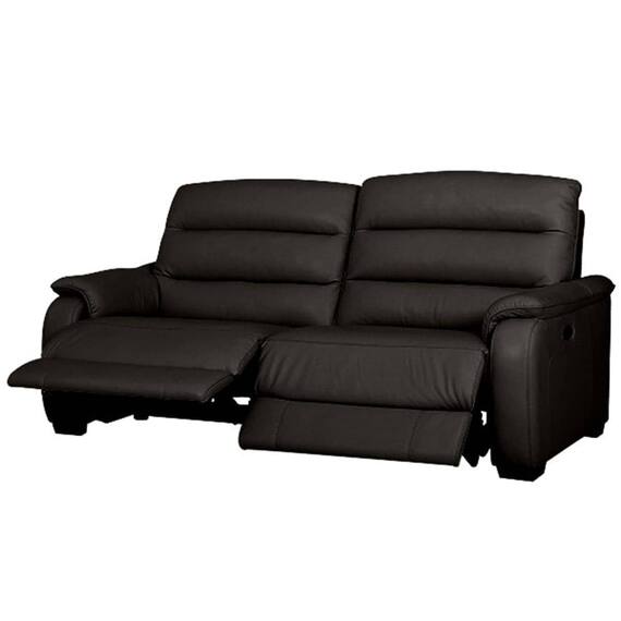 3人掛け両電動リクライニングソファ 厚革(一部合成皮革)タイプ (クローナ NV BK) 1枚目画像