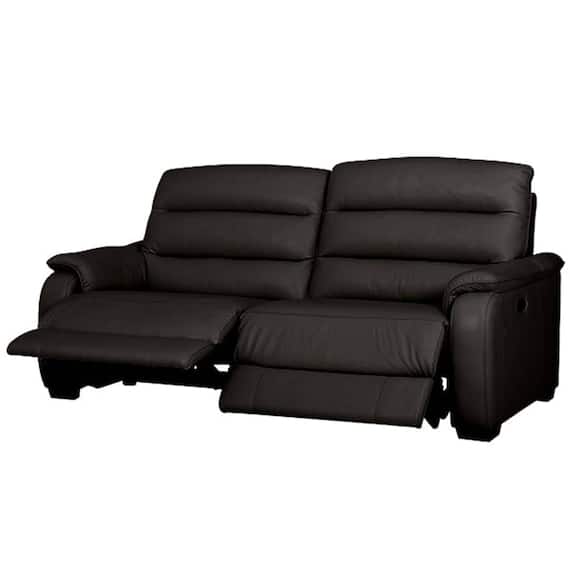 3人掛け両電動リクライニングソファ 厚革(一部合成皮革)タイプ (クローナ NV BK) 1枚目画像