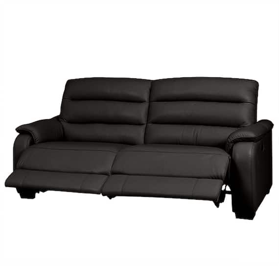 3人掛け両電動リクライニングソファ 厚革(一部合成皮革)タイプ (クローナ NV BK) 2枚目画像