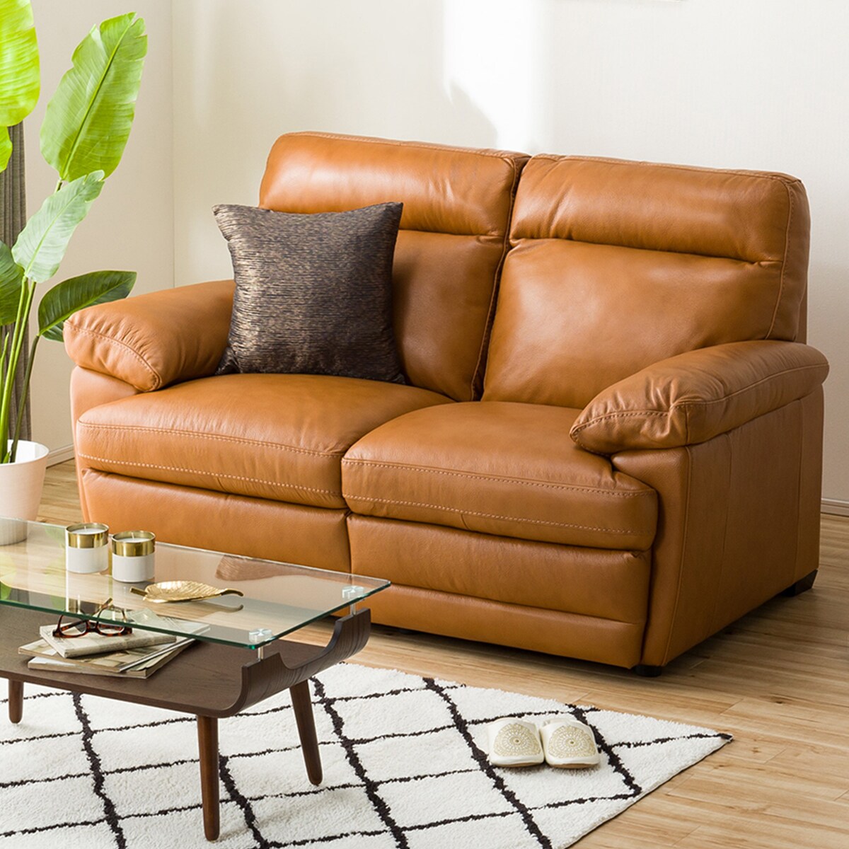 2人用本革ソファ(Z-637 BR) ニトリ