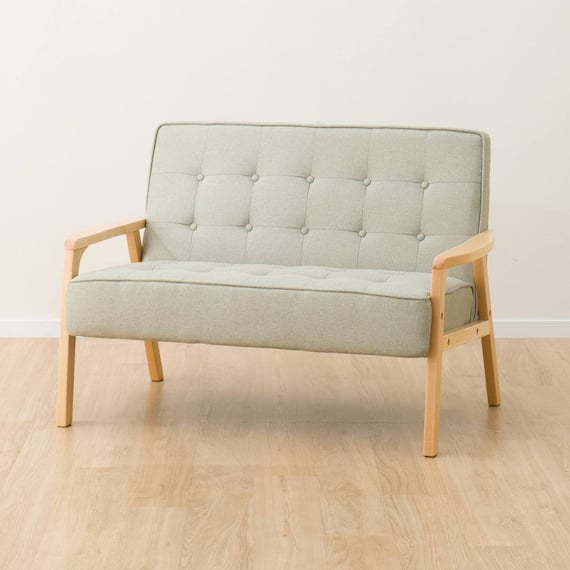 天然木フレームのコンパクトソファ 布張りタイプ (ルッキ2KD YG NA) 9枚目画像