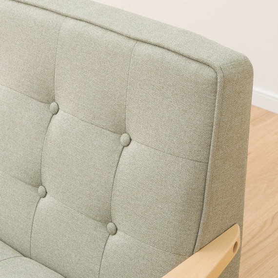 天然木フレームのコンパクトソファ 布張りタイプ (ルッキ2KD YG NA) 14枚目画像