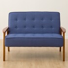 天然木フレームのコンパクトソファ 布張りタイプ (ルッキ2KD BL MBR) 4枚目画像