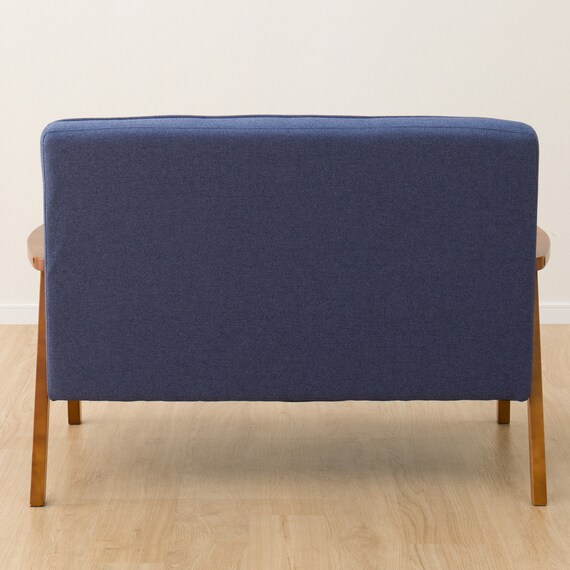 天然木フレームのコンパクトソファ 布張りタイプ (ルッキ2KD BL MBR) 6枚目画像