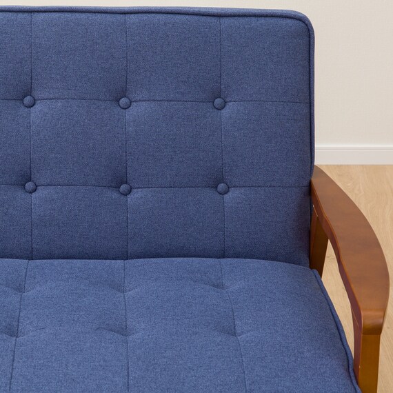 天然木フレームのコンパクトソファ 布張りタイプ (ルッキ2KD BL MBR) 7枚目画像