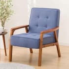 1人掛け天然木フレームソファ 布張りタイプ (ルッキ2KD BL/MBR) 1枚目画像