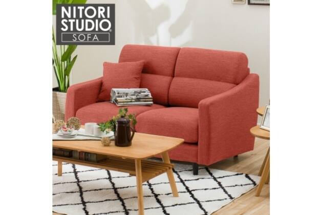 J4493 NITORI ニトリ 二人掛けソファ NP A4R DR-RED/LBR レッド 