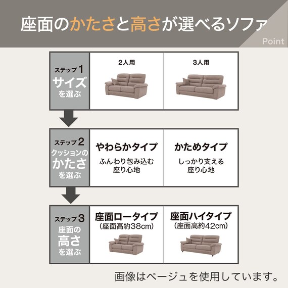 3人掛けソファ 布張りタイプ (NポケットA12 S-LO DR-GGR) 7枚目画像