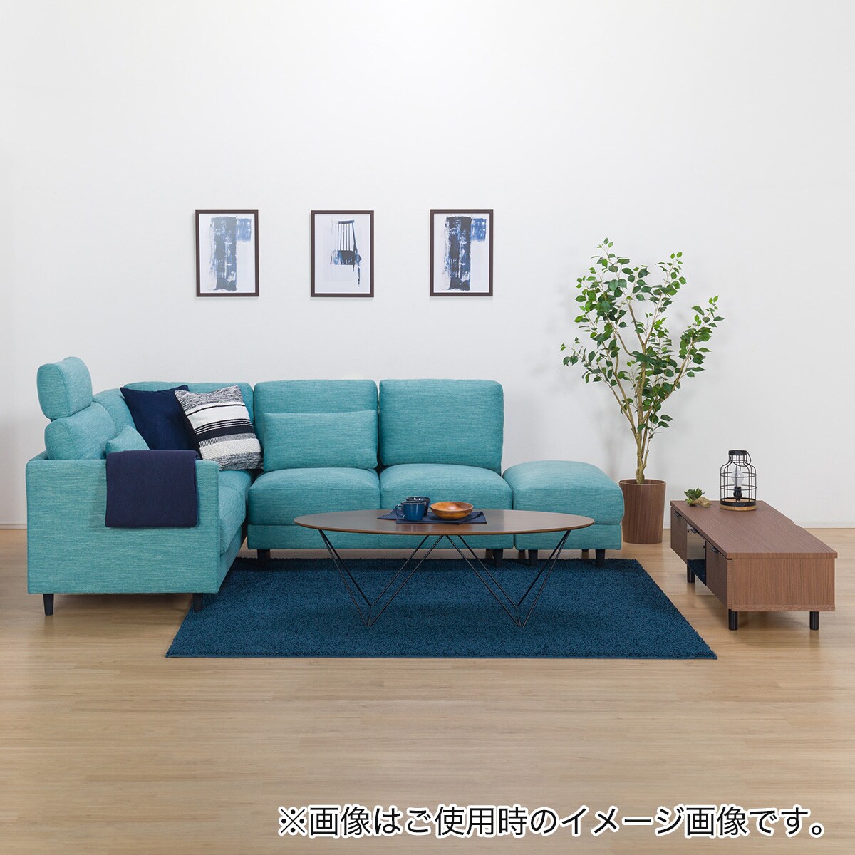 布張りコーナーソファ+スツールセット(CA10 DR−TBL)