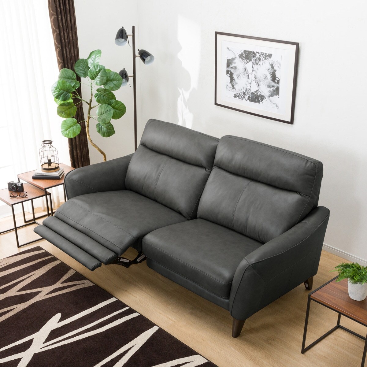 3人掛け右電動リクライニングソファ 本革(一部合成皮革)タイプ