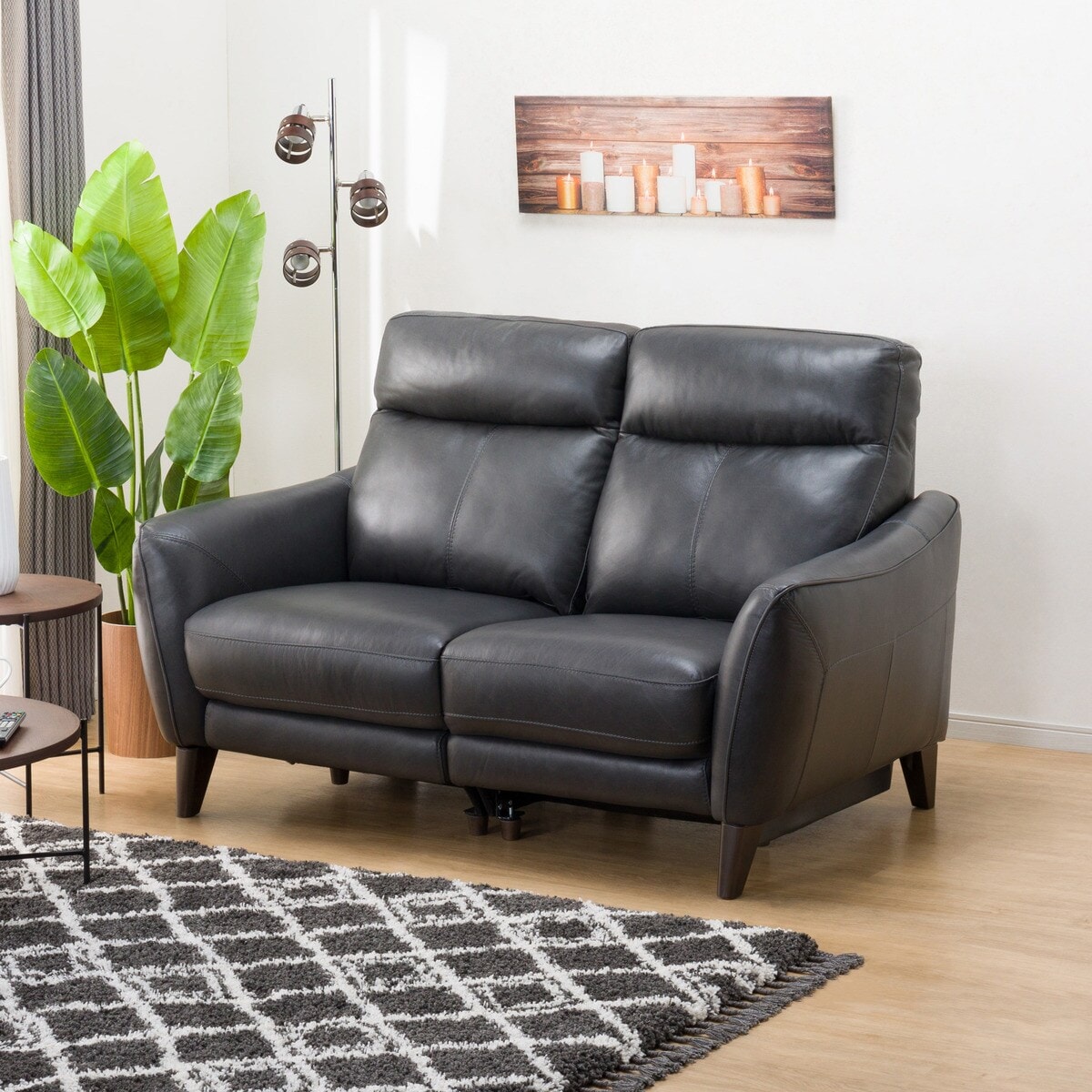 2人掛け右電動リクライニングソファ 本革(一部合成皮革)タイプ