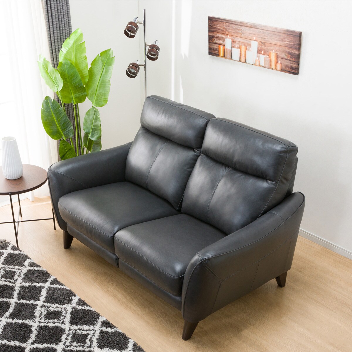 2人掛け右電動リクライニングソファ 本革(一部合成皮革)タイプ