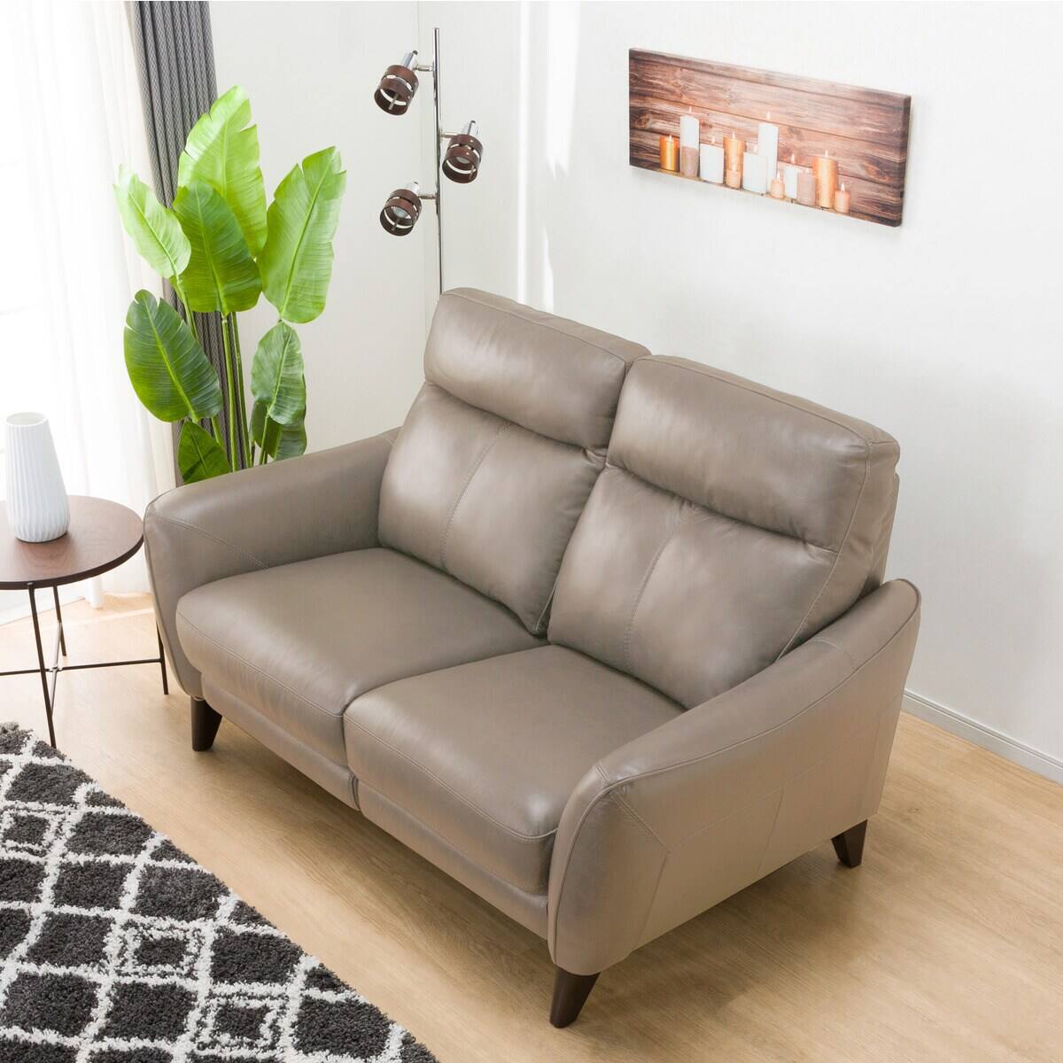 2人掛け右電動リクライニングソファ 本革(一部合成皮革)タイプ