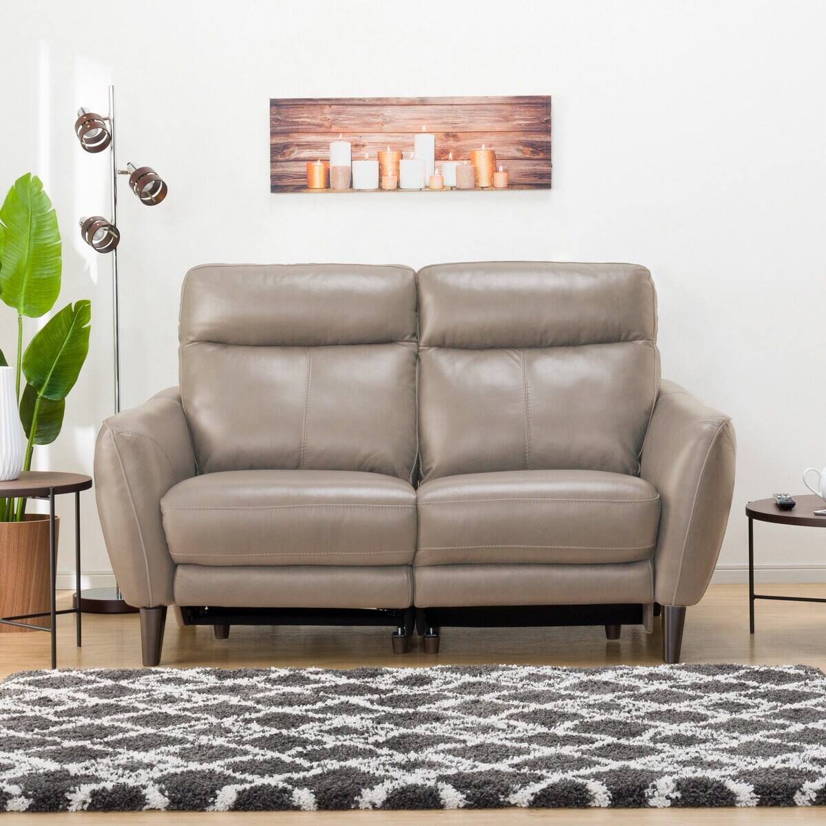 2人掛け右電動リクライニングソファ 本革(一部合成皮革)タイプ