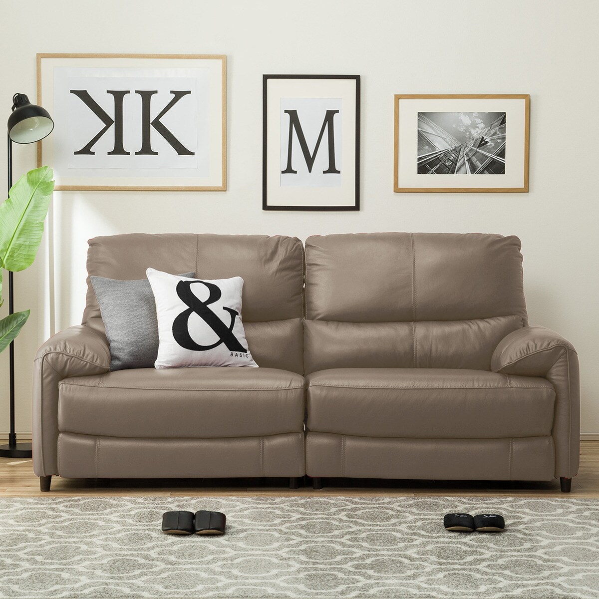 3人掛け右電動リクライニングソファ 本革(一部合成皮革)タイプ