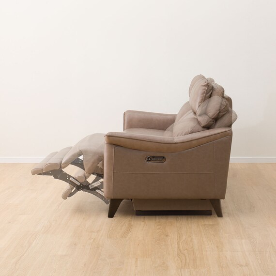 3人掛け左電動リクライニングソファ 本革(一部合成皮革)タイプ (チェリーブ セミアニリン革タイプ SK MO) 15枚目画像