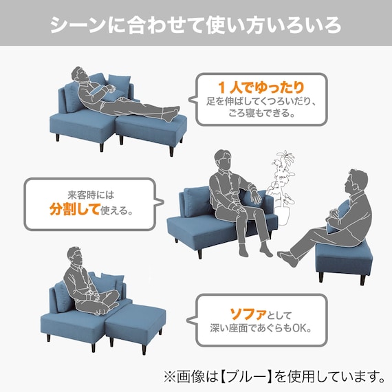 カウチソファ 布張りタイプ (XL04 DR-MGY) 2枚目画像