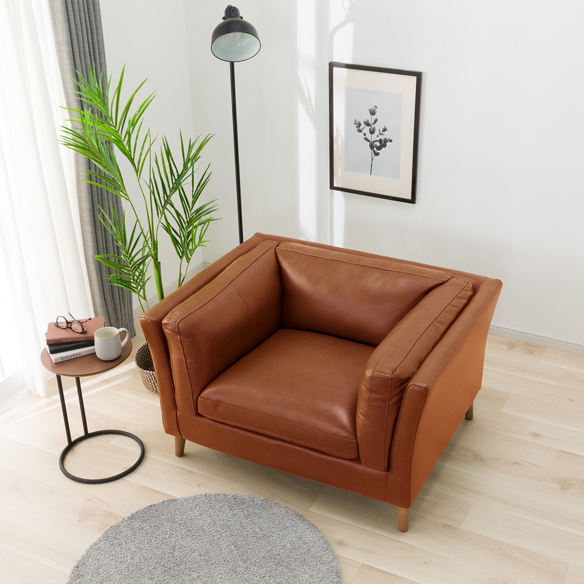 1人掛けソファ 本革(一部合成皮革)タイプ (LB02 BR) | ニトリネット