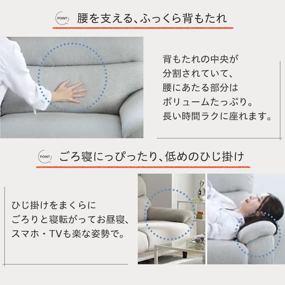 3人掛けソファ 布張りタイプ (MK02 KD LGR) 5枚目画像