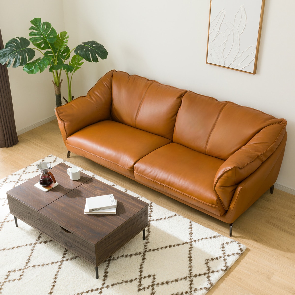 3人掛けソファ 本革(一部合成皮革)タイプ (FR01 BR) | ニトリネット