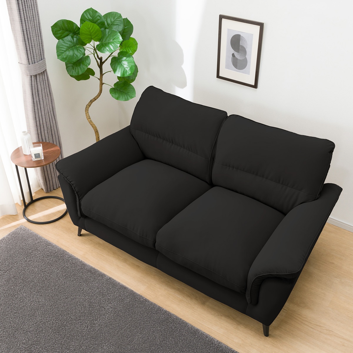 傷・汚れに強い合成皮革 2人掛けソファ(WE01 BK) | ニトリネット【公式