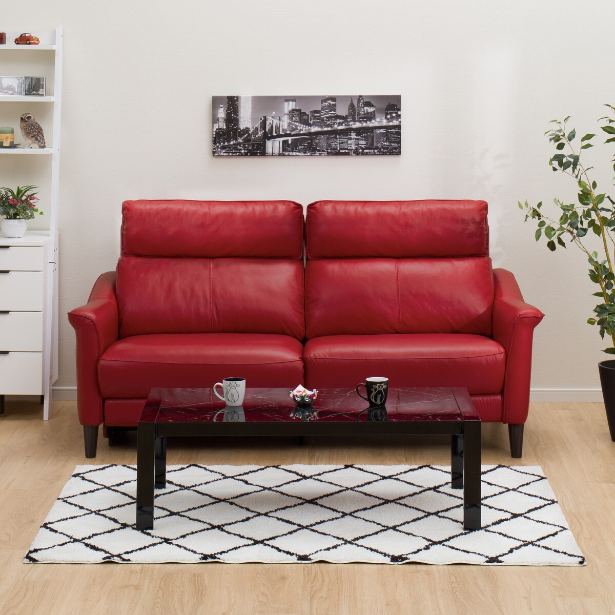 3人掛け右電動リクライニングソファ 本革(一部合成皮革)タイプ