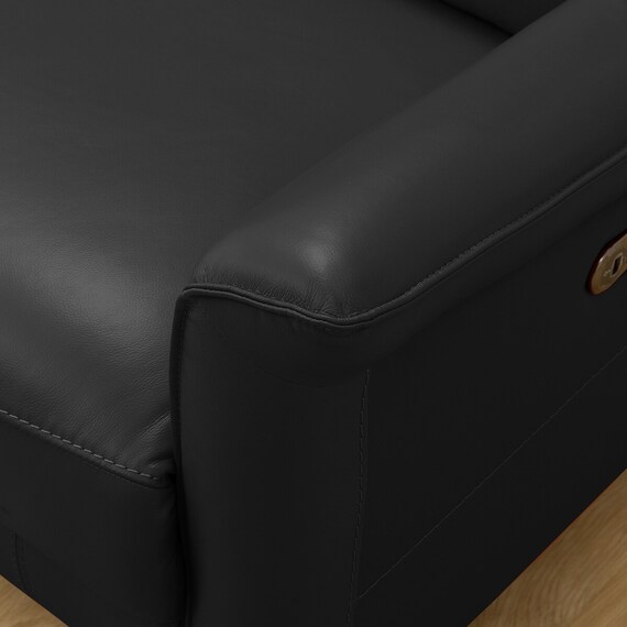 2人掛け左電動リクライニングソファ 厚革(一部合成皮革)タイプ (チェリーブ NV BK) 13枚目画像