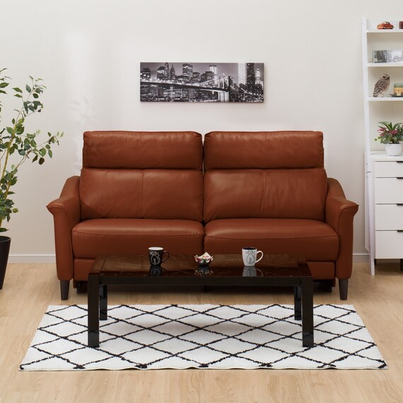 3人掛け両電動リクライニングソファ 本革(一部合成皮革)タイプ (チェリーブ セミアニリン革タイプ SK BR) 8枚目画像