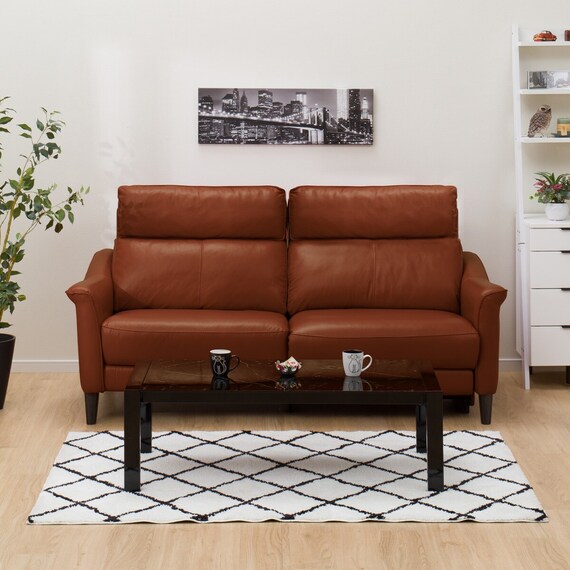 3人掛け左電動リクライニングソファ 本革(一部合成皮革)タイプ (チェリーブ セミアニリン革タイプ SK BR) 8枚目画像