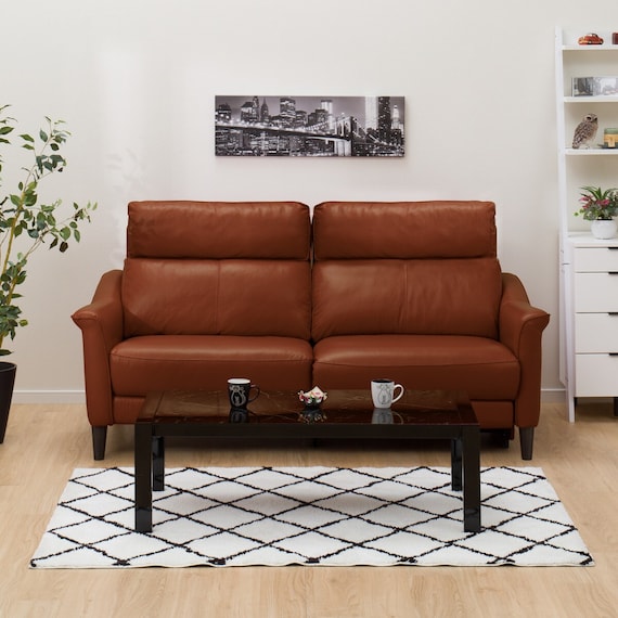 3人掛け左電動リクライニングソファ 本革(一部合成皮革)タイプ (チェリーブ セミアニリン革タイプ SK BR) 8枚目画像