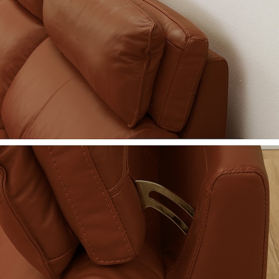 3人掛け左電動リクライニングソファ 本革(一部合成皮革)タイプ (チェリーブ セミアニリン革タイプ SK BR) 16枚目画像